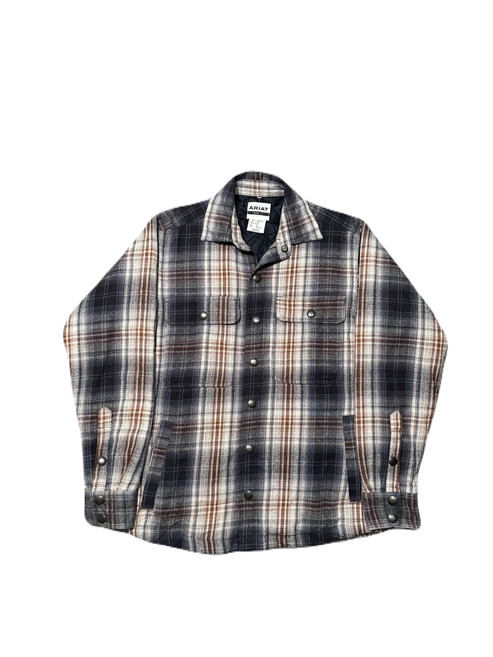 Ariat Rebar Flannel Insulated Shirt Jacket Snap Button Men's XS Brown plaid